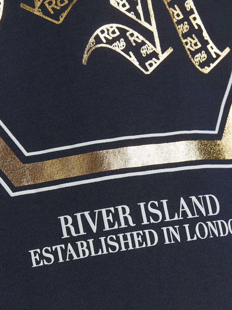 River Island Blue Boys Monogram RR T-Shirt - Image 4 of 4