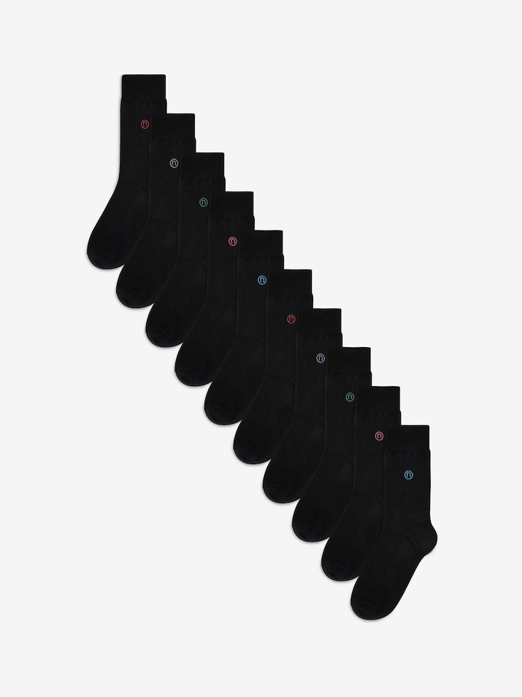 Rainbow 10 Pack Embroidered Lasting Fresh Socks - Image 2 of 9