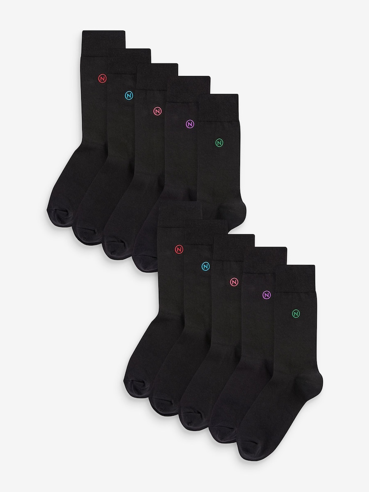 Rainbow 10 Pack Embroidered Lasting Fresh Socks - Image 3 of 9