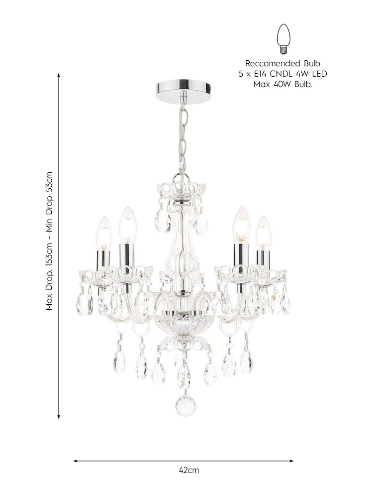 Laura Ashley Chrome Harriet Crystal 5 Light Light - Image 1 of 4