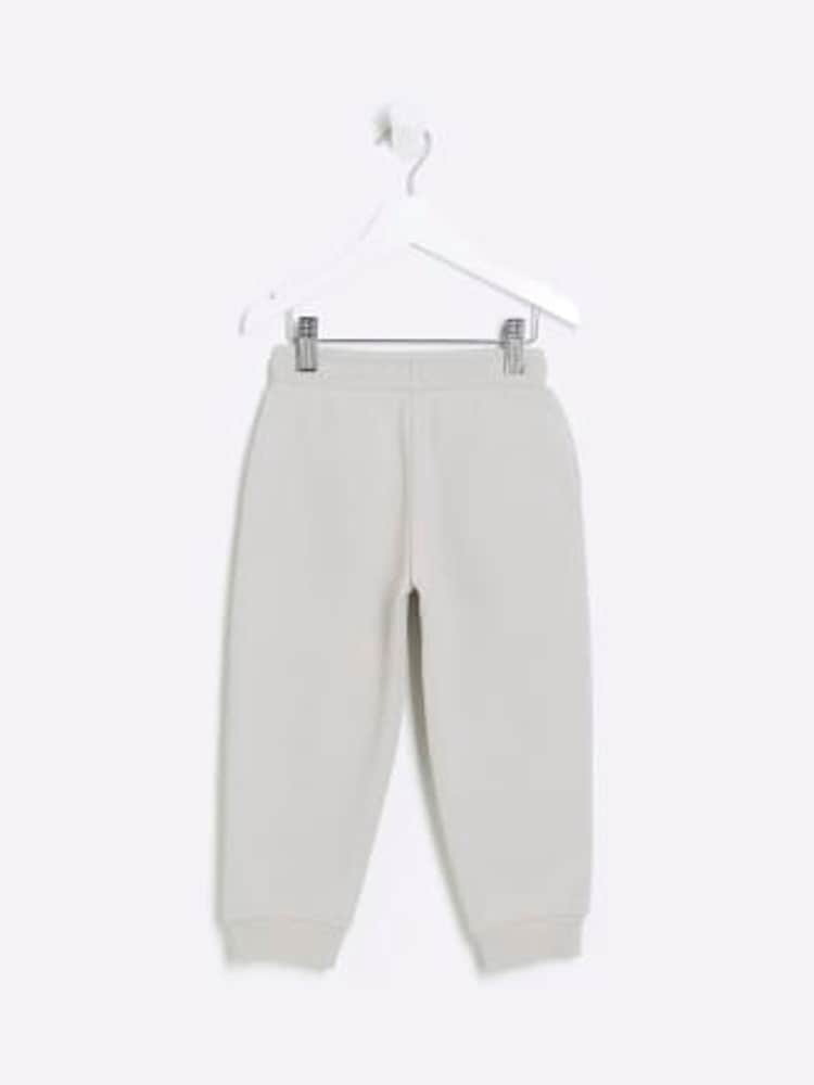 River Island Stone Grey Mini Boys Essentials 100% Cotton Joggers - Image 2 of 4
