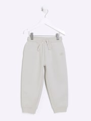 River Island Stone Grey Mini Boys Essentials 100% Cotton Joggers - Image 3 of 4