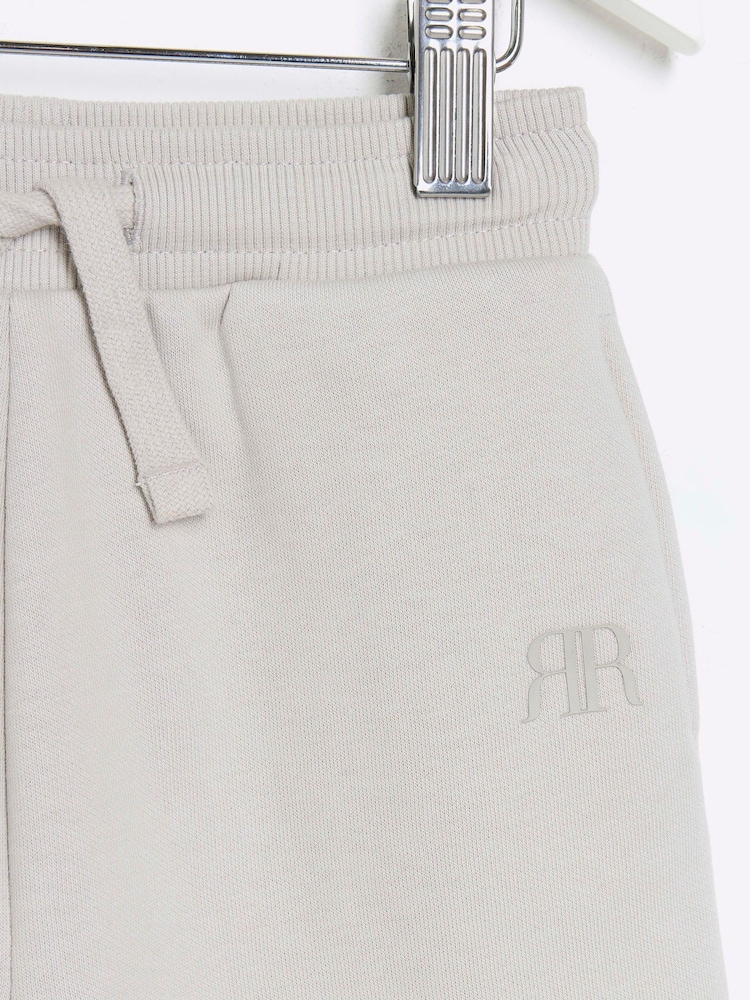 River Island Stone Grey Mini Boys Essentials 100% Cotton Joggers - Image 4 of 4