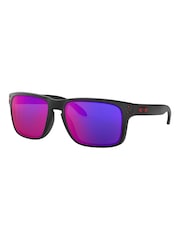 Oakley® Holbrook Black & Positive Red Sunglasses - Image 3 of 11