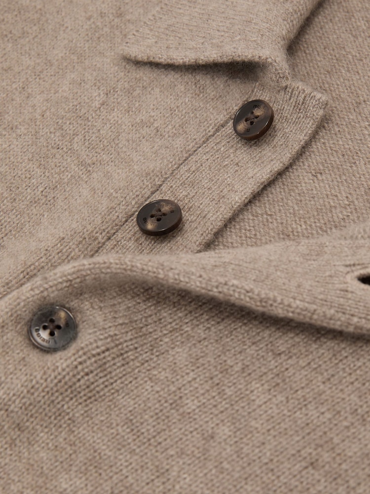 Taupe Melange - Reiss Daunton 100% Cashmere Half-Button Polo Shirt - Imaginea 8 din 8 Taupe Melange - Reiss Daunton 100% Cashmere Half-Button Polo Shirt - Imaginea 8 din 8