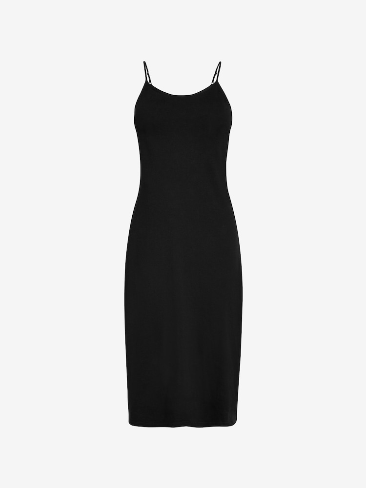 Black/White Long Naturally Cooling Cotton Midi Slips 2 Pack - Image 6 of 6