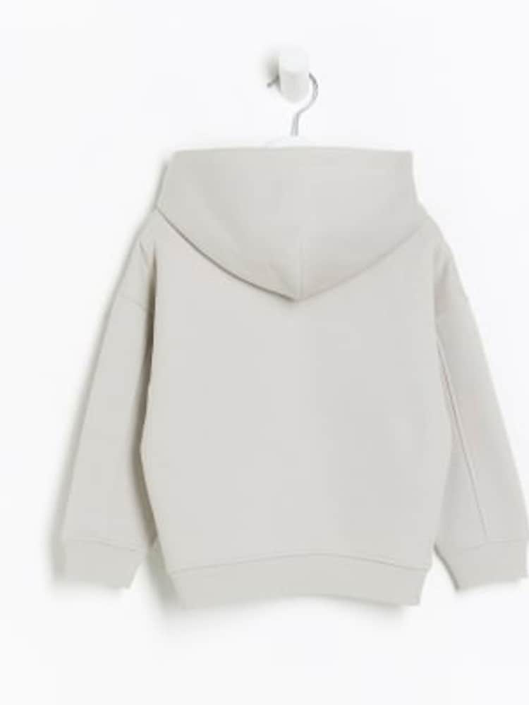 River Island Grey 100% Cotton Essentials Boys Hoodie - Image 2 of 4