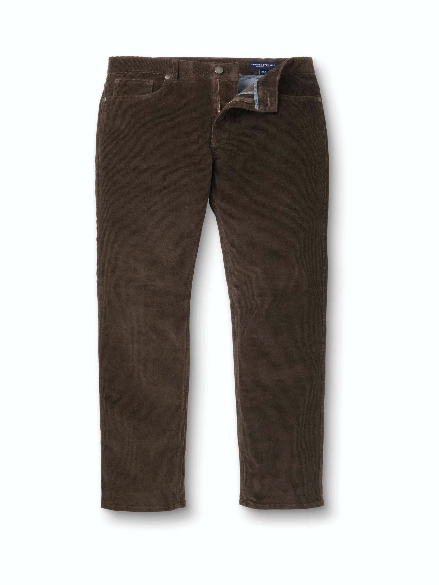 Buy Charles Tyrwhitt Chocolate Brown Slim Fit Cord 5 Pocket