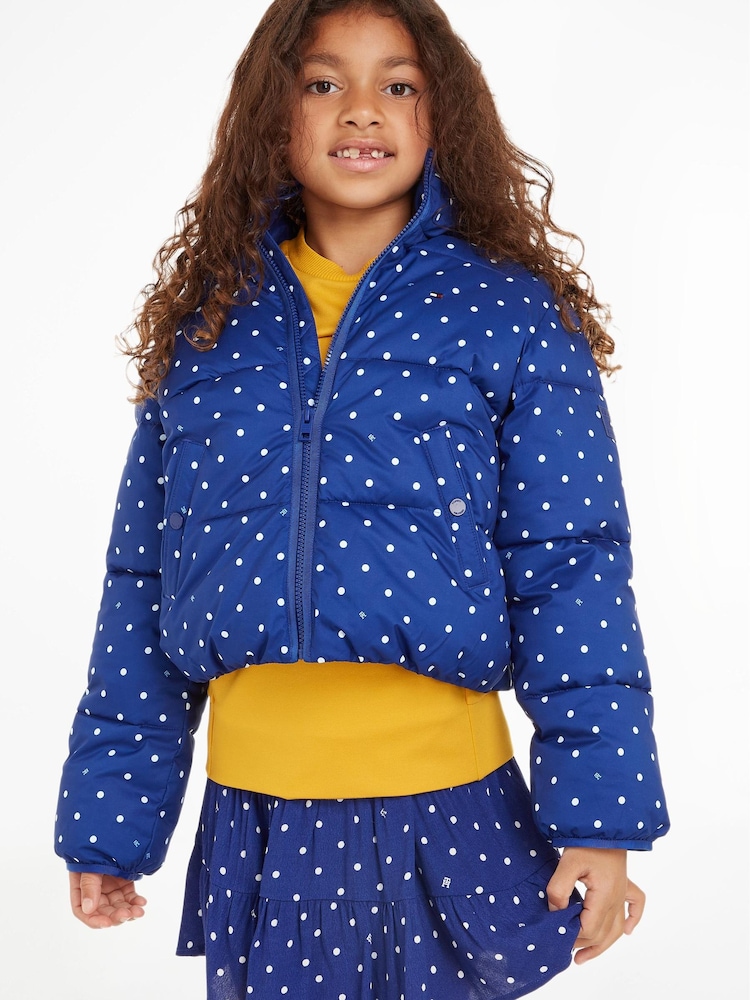 Doudoune Tommy Hilfiger imprimée sur le dessus bleue pour fille - Image 1 of 5