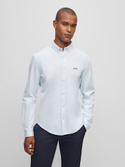 BOSS Pale Blue Biado Button Down Collar Long Sleeve Shirt - Image 1 of 6
