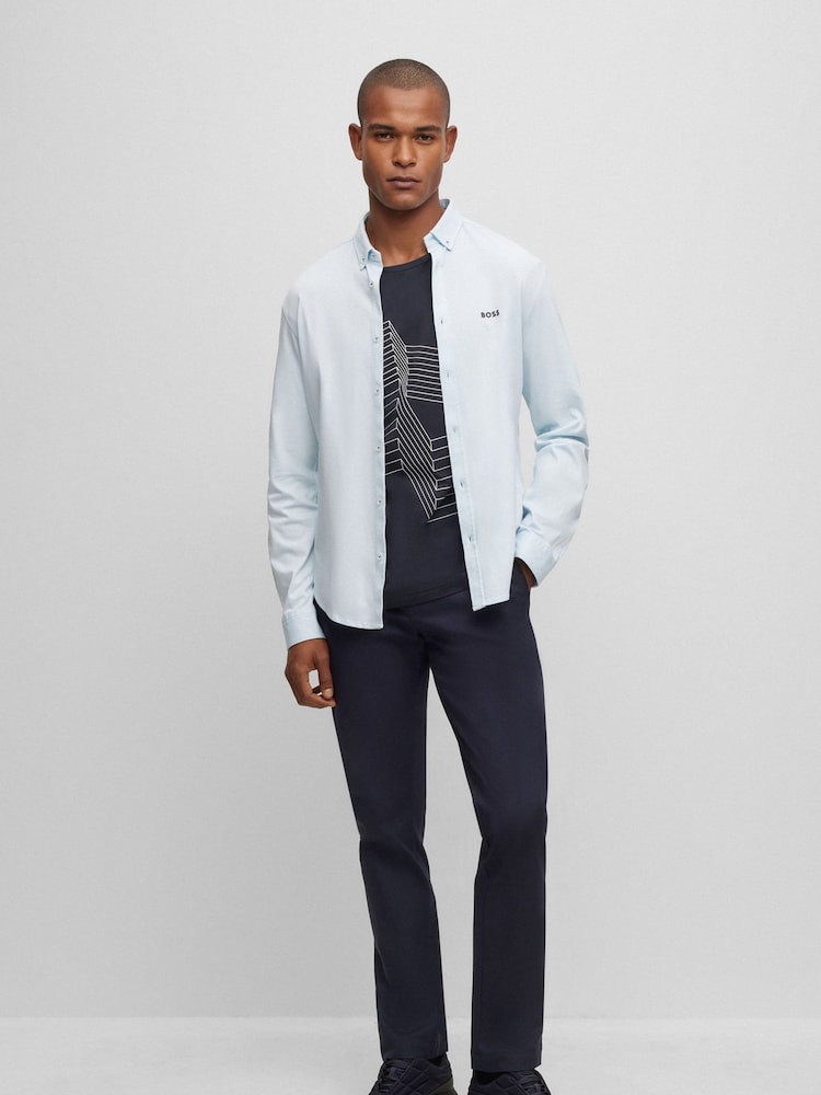 BOSS Pale Blue Biado Button Down Collar Long Sleeve Shirt - Image 2 of 6 BOSS Pale Blue Biado Button Down Collar Long Sleeve Shirt - Image 2 of 6