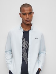 BOSS Pale Blue Biado Button Down Collar Long Sleeve Shirt - Image 4 of 6