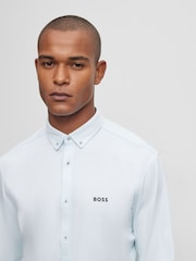BOSS Pale Blue Biado Button Down Collar Long Sleeve Shirt - Image 5 of 6