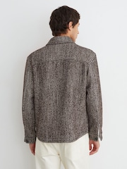 Reiss Dark Brown Clifton Wool-Blend Brushed Twill Overshirt - Image 6 of 8