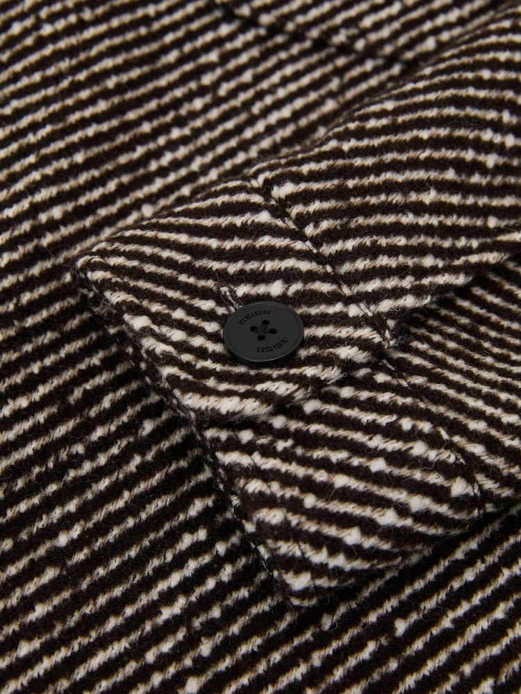Reiss Dark Brown Clifton Wool-Blend Brushed Twill Overshirt - Image 8 of 8 Reiss Dark Brown Clifton Wool-Blend Brushed Twill Overshirt - Image 8 of 8