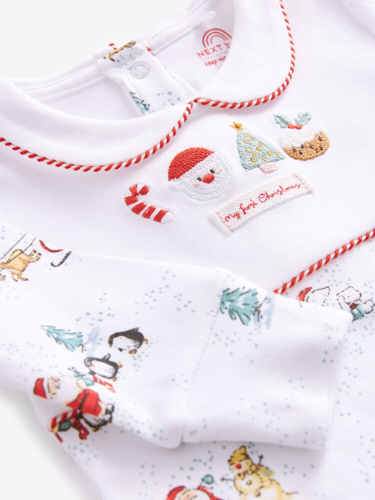 White My First Christmas Baby Sleepsuit (0-12mths) - Image 3 of 3 White My First Christmas Baby Sleepsuit (0-12mths) - Image 3 of 3