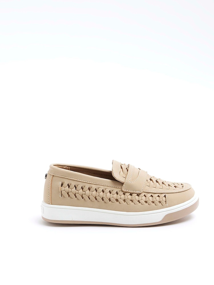 River Island Brown Boys Weave Loafers - Image 2 of 5