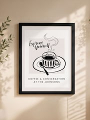 Personalised Espresso Black Framed Poster Print by PMC - Image 1 of 4