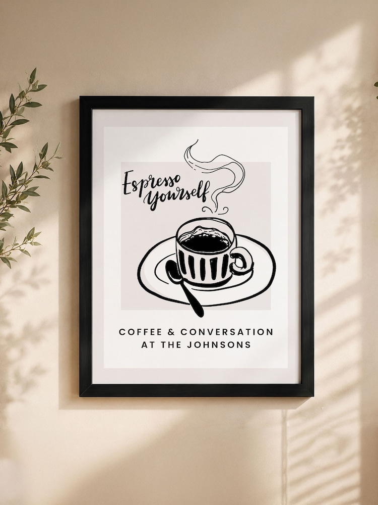 Personalised Espresso Black Framed Poster Print by PMC - Image 1 of 4