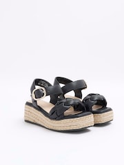 River Island Black Girls  Woven Plait Wedges - Image 2 of 4