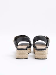 River Island Black Girls  Woven Plait Wedges - Image 3 of 4