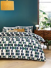 2 Pack Blue/Green Retro Circle Reversible Duvet Cover and Pillowcase Set - Image 3 of 8