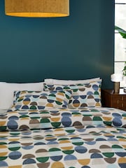 2 Pack Blue/Green Retro Circle Reversible Duvet Cover and Pillowcase Set - Image 4 of 8