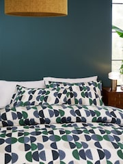 2 Pack Blue/Green Retro Circle Reversible Duvet Cover and Pillowcase Set - Image 5 of 8