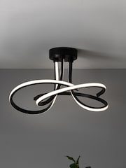 Black Sculptural LED Flush Ceiling Light - Image 1 of 9