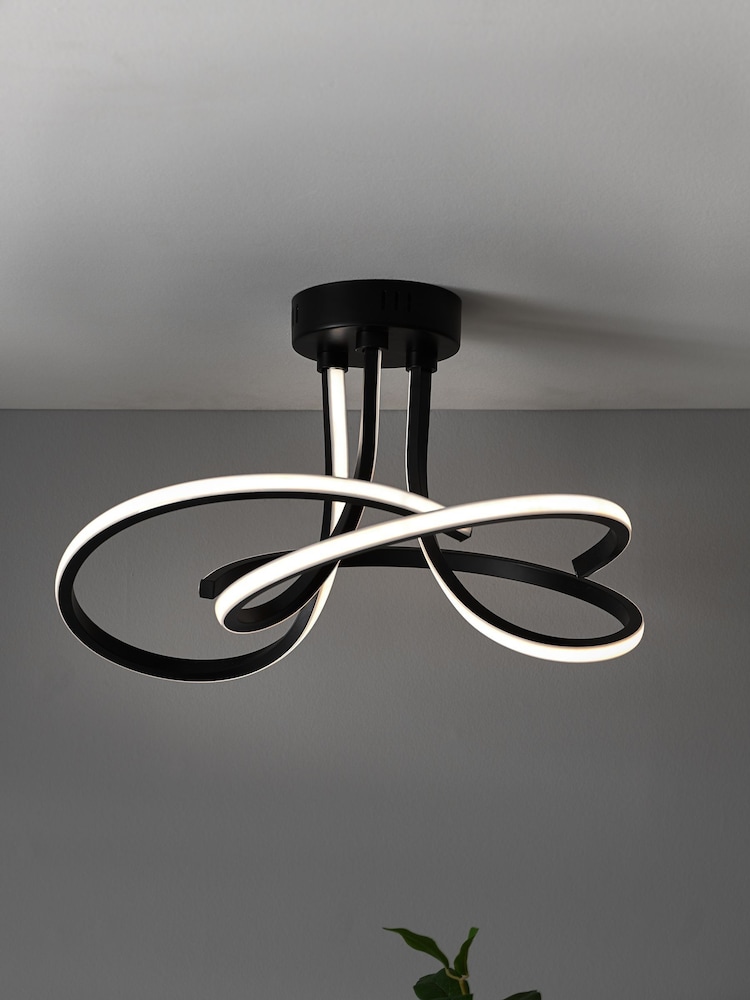 Black Sculptural LED Flush Ceiling Light - Image 1 of 9