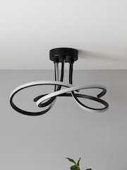 Black Sculptural LED Flush Ceiling Light - Image 2 of 9