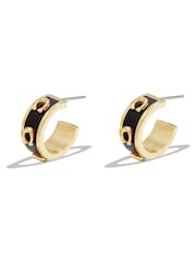 COACH Gold Tone Signature Enamel Hoops Earrings - Image 2 of 4