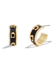 COACH Gold Tone Signature Enamel Hoops Earrings - Image 4 of 4