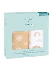 aden + anais Yellow Large Keep Rising 100% Cotton Muslin Blankets 2 Pack - Image 5 of 8