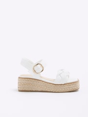 River Island White Girls  Woven Plait Wedges - Image 1 of 4
