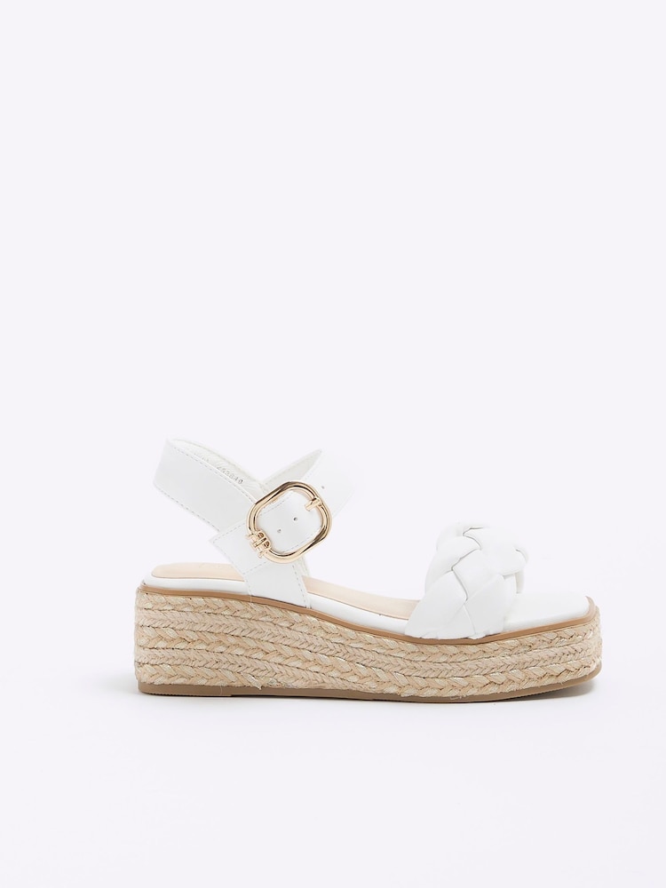 River Island White Girls  Woven Plait Wedges - Image 1 of 4