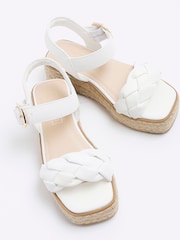 River Island White Girls  Woven Plait Wedges - Image 2 of 4
