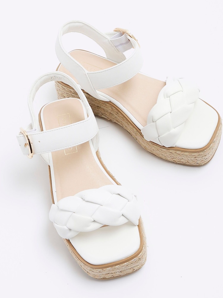 River Island White Girls  Woven Plait Wedges - Image 2 of 4