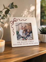 Personalised Bow Ceramic 4x4 Photo Frame by PMC - Image 2 of 2