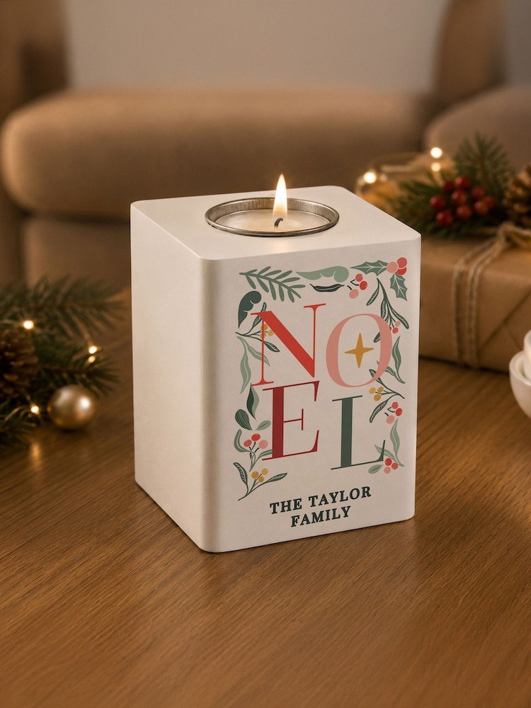 Personalised Noel Wooden Tealight Holder by PMC - Image 2 of 3