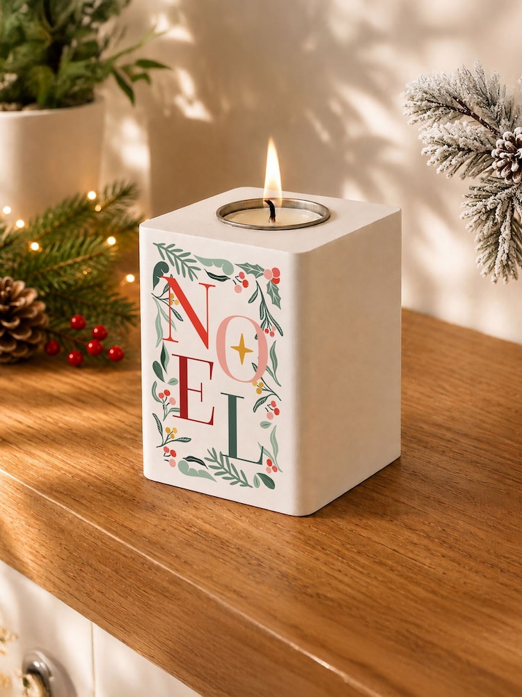 Personalised Noel Wooden Tealight Holder by PMC - Image 3 of 3