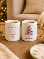 Personalised Glitter Tree Gold Handle Mug by PMC - Image 1 of 2
