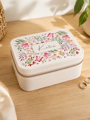 Personalised Floral Framed Leather Jewellery Box by PMC - Image 1 of 4