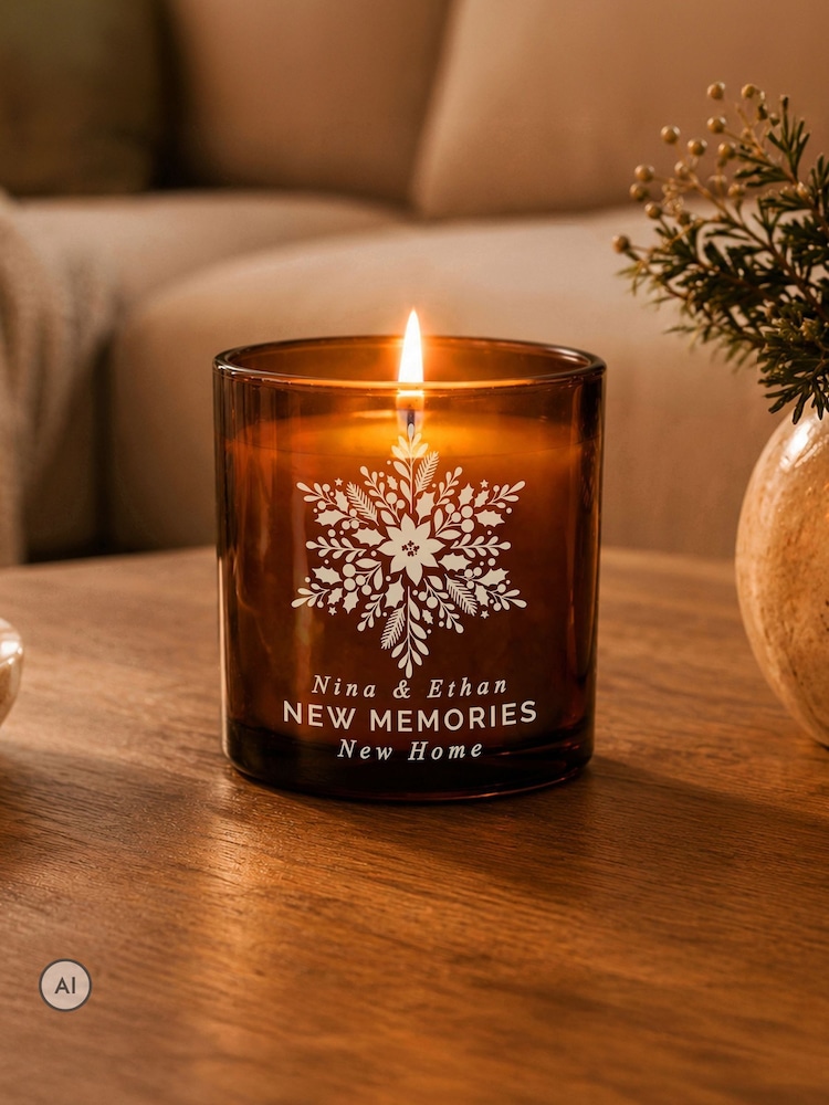 Personalised Snowflake Amber Candle Jar by PMC - Image 2 of 3 Personalised Snowflake Amber Candle Jar by PMC - Image 2 of 3