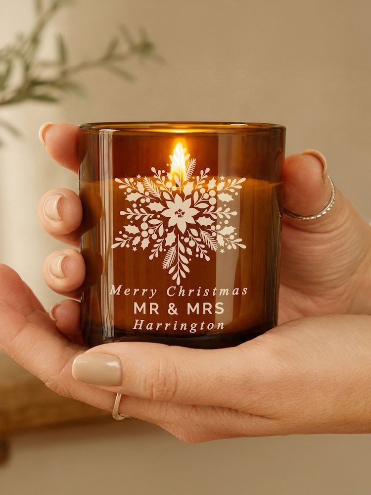 Personalised Snowflake Amber Candle Jar by PMC - Image 3 of 3 Personalised Snowflake Amber Candle Jar by PMC - Image 3 of 3