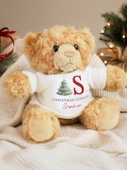 Personalised Christmas Initial Teddy Bear by PMC - Image 1 of 3