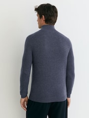 Reiss Denim Melange Royal 100% Cashmere Half-Zip Jumper - Image 5 of 6