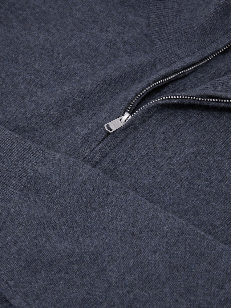 Reiss Denim Melange Royal 100% Cashmere Half-Zip Jumper - Image 6 of 6 Reiss Denim Melange Royal 100% Cashmere Half-Zip Jumper - Image 6 of 6