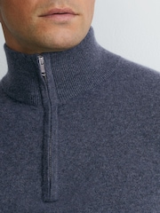 Denim Melange - Reiss Royal 100% Cashmere Half-Zip Jumper - Larawan 7 ng 9