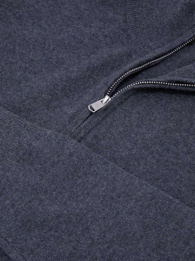 Denim Melange - Reiss Royal 100% Cashmere Half-Zip Jumper - Larawan 9 ng 9 Denim Melange - Reiss Royal 100% Cashmere Half-Zip Jumper - Larawan 9 ng 9